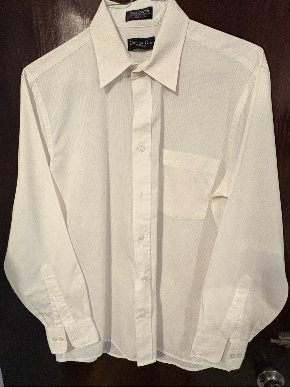 Dior Men's Off-White Long Sleeve Dress Shirt. Neck 15.5.